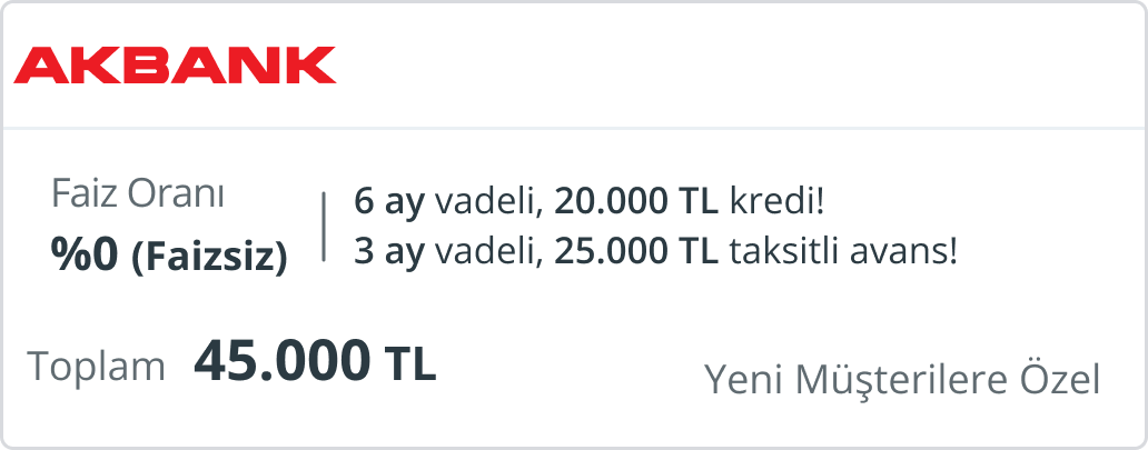 Akbank taksitli nakit avans