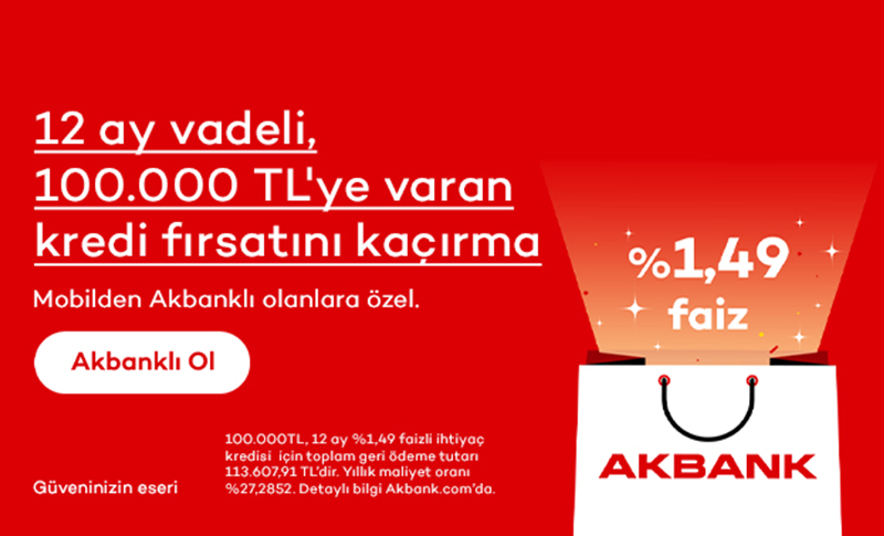 100.000 TL'ye Varan %1,49 Faizli Kredi Fırsatı!